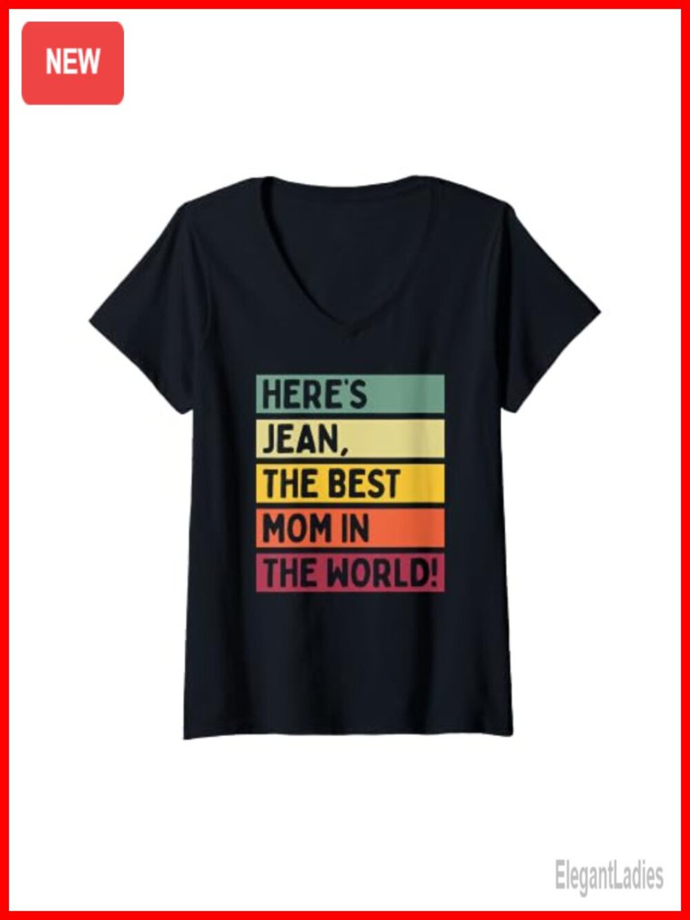 Womens Best Mom In The World Retro V-Neck T-Shirt Short Sleeve